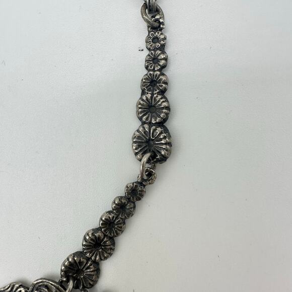 Antique Art Deco 1920s 1930s silver plated Art Nouveau Revival floral necklace - Picture 7 of 8